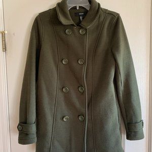 Thick, Double-Breasted, Faux Fur-Lined Pea Coat